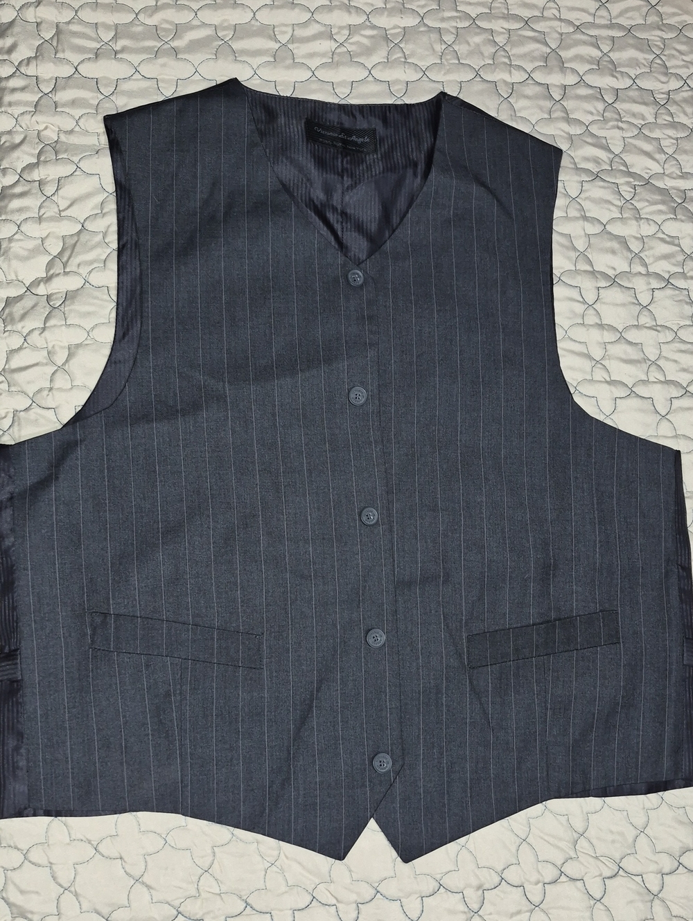 Men's Pinstripe Dress Vest - Dark Navy